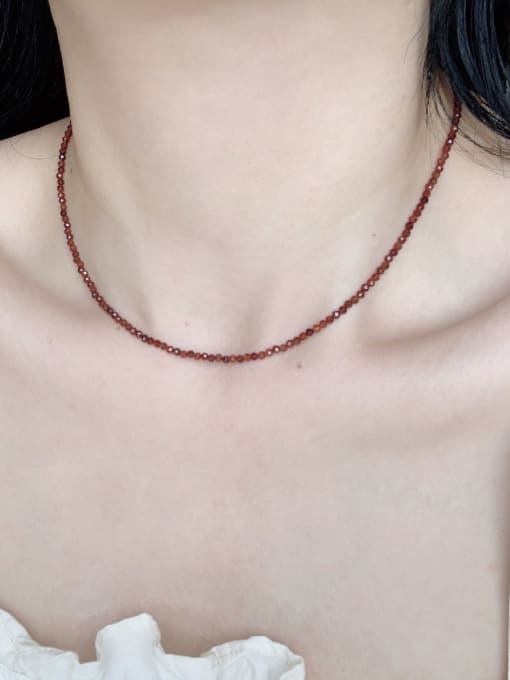 Scarlet White Natural  Gemstone Crystal Beads Chain Handmade  Beaded Necklace 1