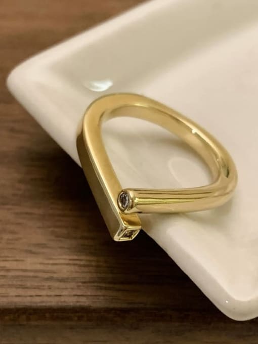 Gold irregular Alloy Cubic Zirconia Geometric Dainty Band Ring