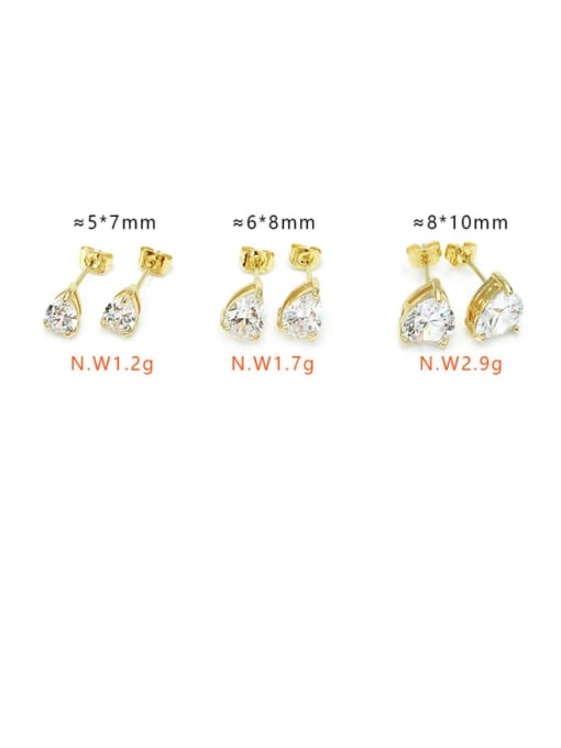 XYZ Brass Cubic Zirconia Water Drop Minimalist Stud Earring 2