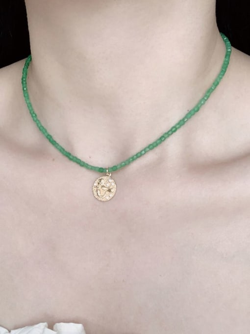 Scarlet White N-DIY-0028 Natural Gemstone Crystal Beads Chain Geometry Pendant Handmade Beaded Necklace 1