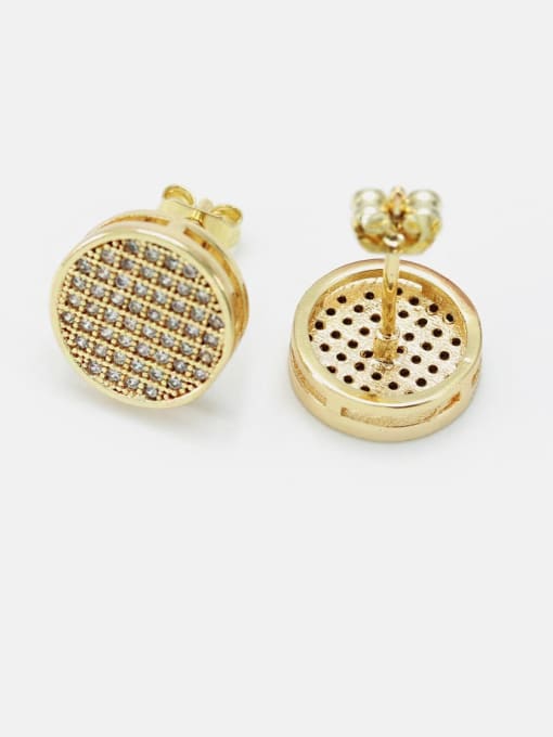 Gold zircon Brass Cubic Zirconia Round Minimalist Stud Earring