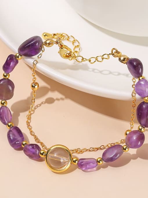 NA-Stone Alloy Crystal Purple Geometric Classic Beaded Bracelet 2