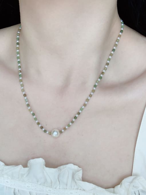 Scarlet White N-STPE-0013 Natural Gemstone Crystal Beads Chain Handmade Beaded Necklace 1