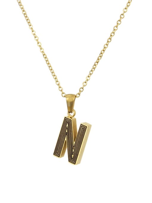 N Stainless steel Letter Initials 26 Letter a to z Necklace