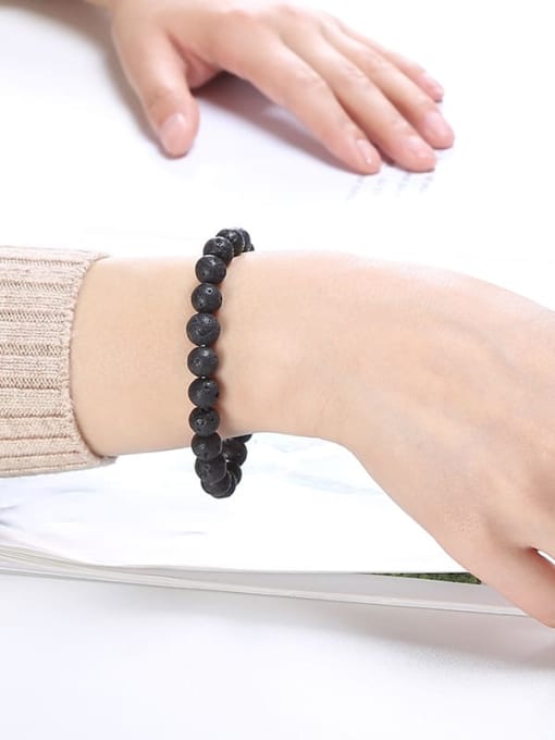 NA-Stone Black volcanic stone Minimalist Handmade Beaded Bracelet 1