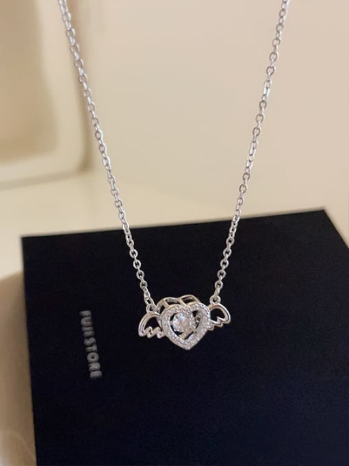 LM Alloy Cubic Zirconia Heart Dainty Necklace 0