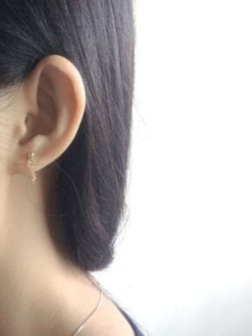 LM 925 Sterling Silver Geometric Minimalist Ear Chain Earring 1
