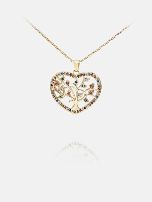 Gold color zirconium Brass Cubic Zirconia Heart Minimalist Necklace