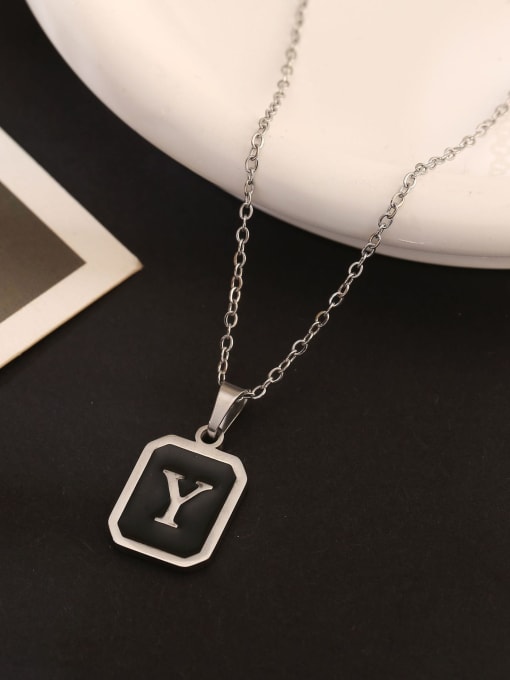 Y Stainless steel Geometric Initials Necklace