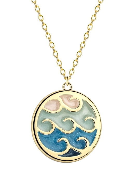 gold Color Stainless steel Sea Wave water  Necklace