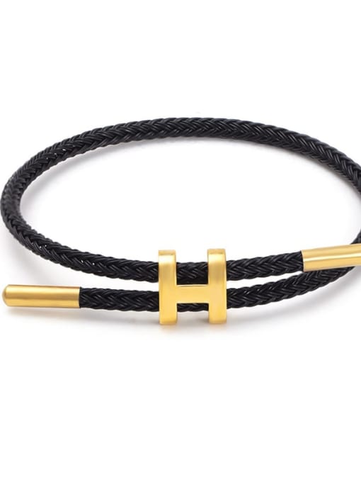 black Titanium Steel Adjustable Bracelet