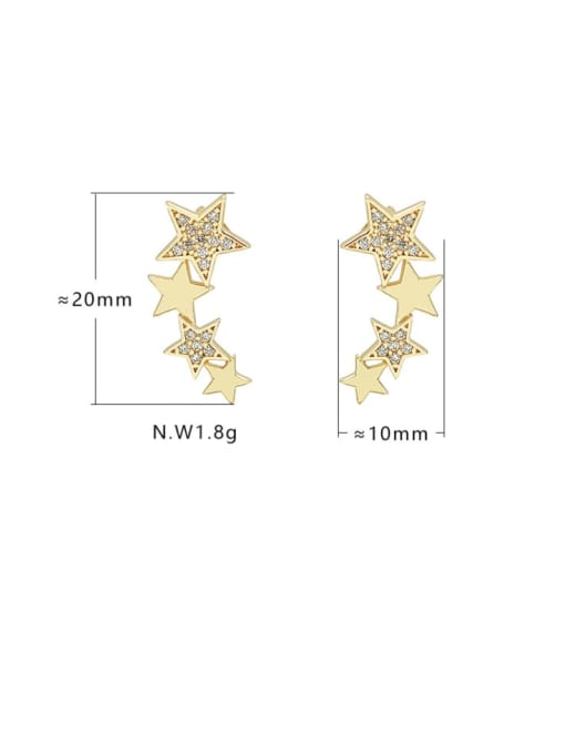 XYZ Brass Cubic Zirconia Star Minimalist Stud Earring 2