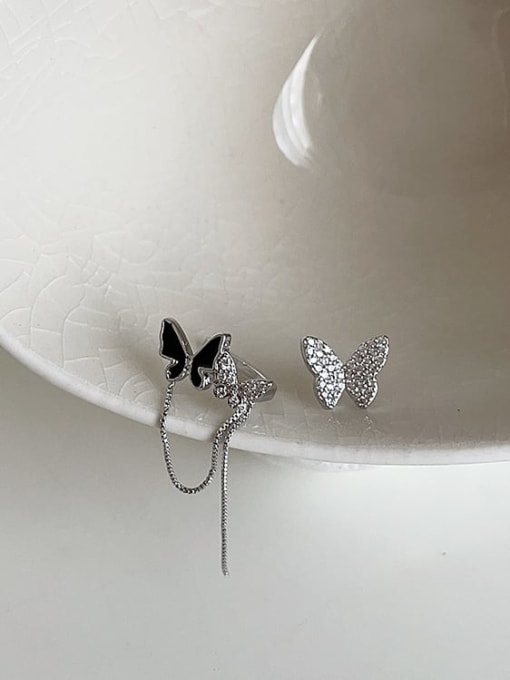 Asymmetric earrings Alloy Cubic Zirconia Butterfly Dainty Stud Earring