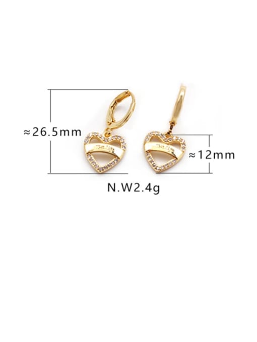 XYZ Brass Cubic Zirconia Heart Vintage Huggie Earring 3