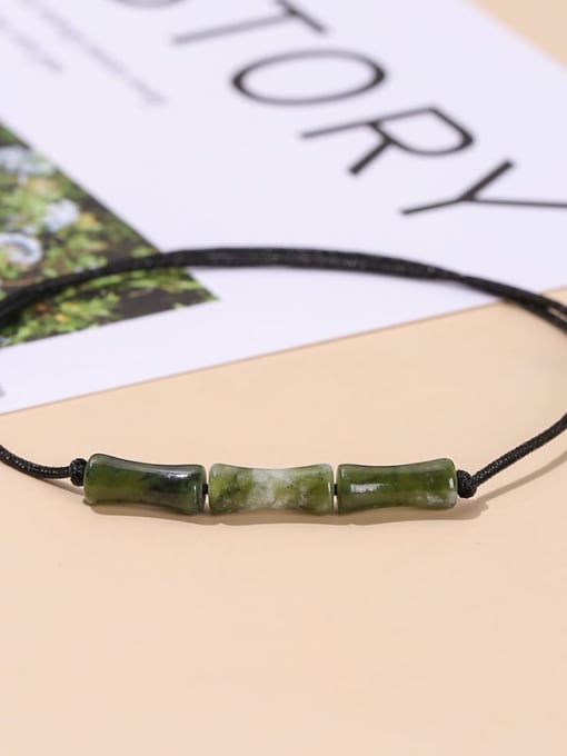 Section 1 Olive jade Bamboo joint Vintage Beaded Bracelet