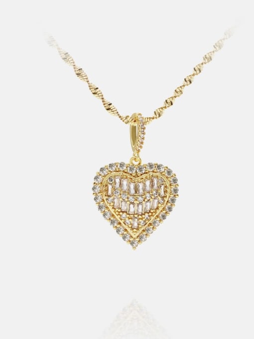 XYZ Brass Cubic Zirconia Heart Ethnic Necklace 0