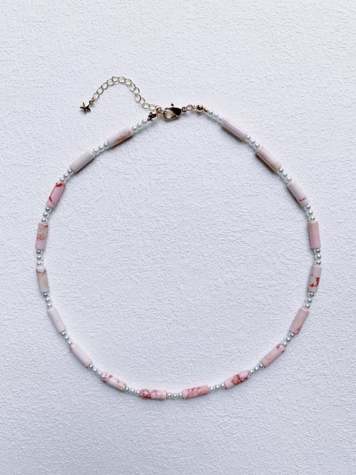 Scarlet White N-STPE-0006 Natural Gemstone Crystal Beads Chain Handmade Beaded Necklace 1
