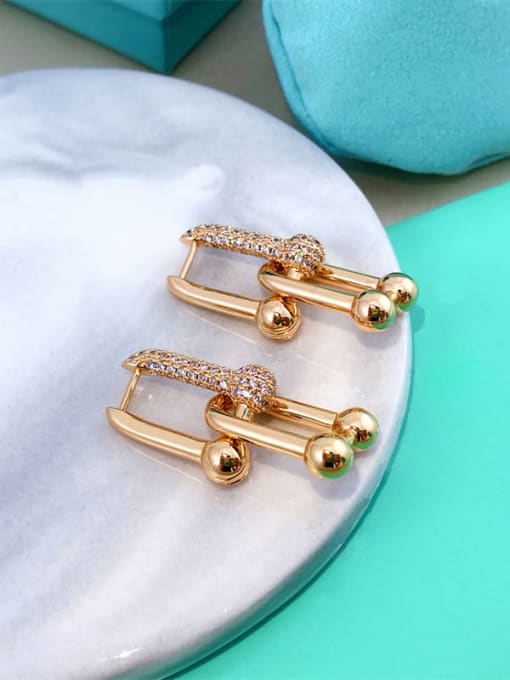 CZ Stone And Rose gold Color Titanium Steel Drop Earring