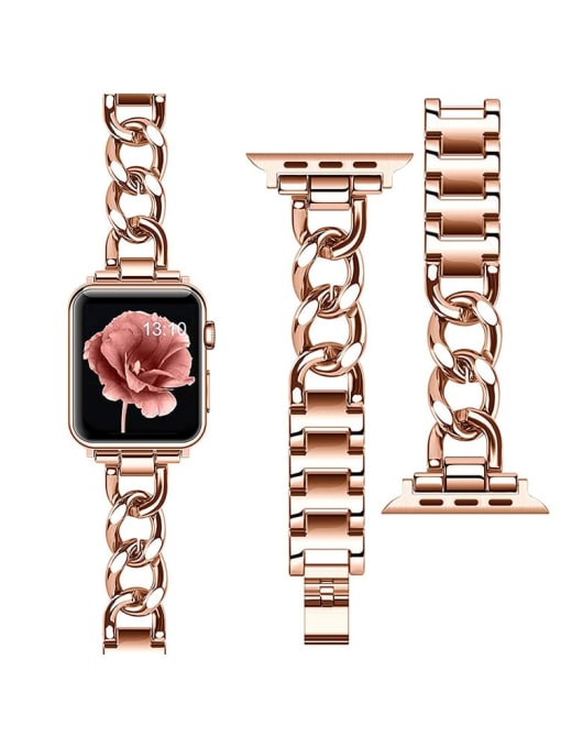 rose gold Color Steel Metal Wristwatch Band For Apple Watch Series 7 6 5 4 3 2