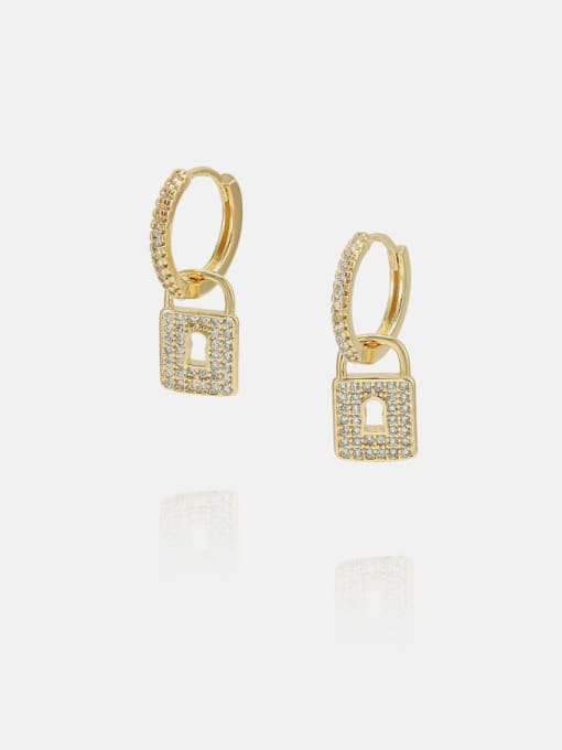 Golden Brass Cubic Zirconia Locket Minimalist Huggie Earring