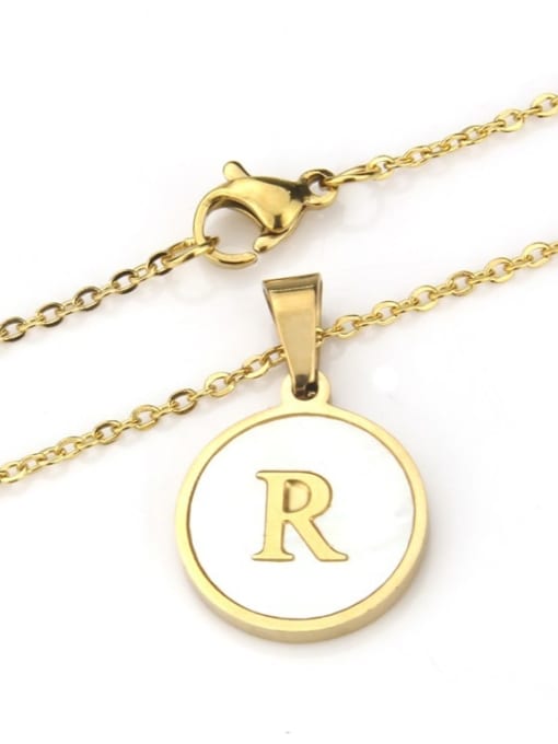 renchi Stainless steel Shell Round Dainty Initials 18 Inch Necklace 1