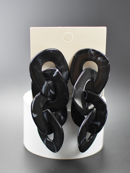 Single color two tone black Zinc Alloy Acrylic Geometric Minimalist Drop Earring
