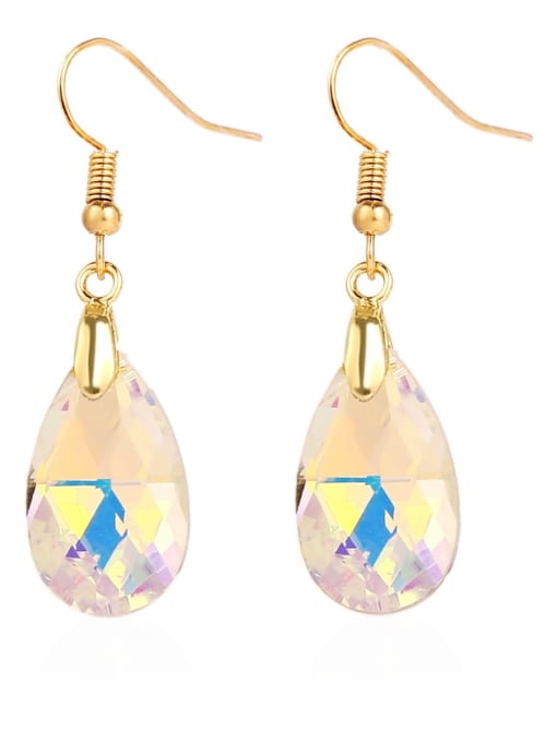 E2108 2 AB Brass Water  Crystal Drop Earring