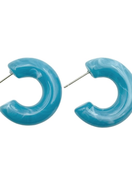 Light blue Brass Acrylic Geometric Minimalist Stud Earring