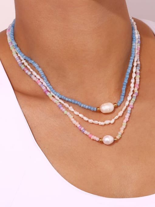 LM Stainless steel Miyuki Millet Bead and Pearl Necklace 1