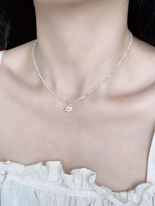 Scarlet White N-DIY-0019 Gemstone Crystal Chain Crown Pendant Hip Hop  handmade  Beaded Necklace 1