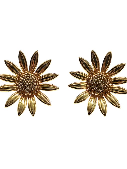 18K Gold color 925 Sterling Silver Flower Earring