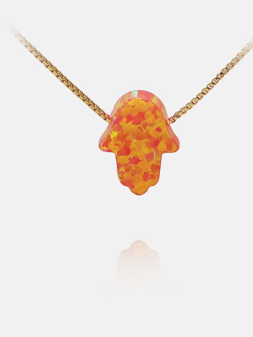 Golden orange Brass Opal Irregular Minimalist Necklace