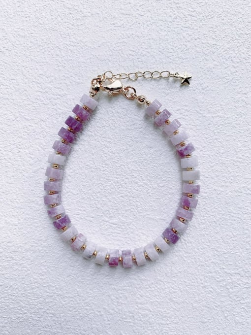 purple Natural  Gemstone Crystal Beads Chain  Minimalist Handmade Beaded Bracelet
