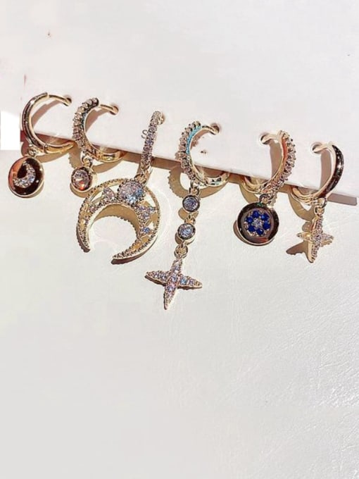 Ming Brass Cubic Zirconia Cross Minimalist Huggie Earring