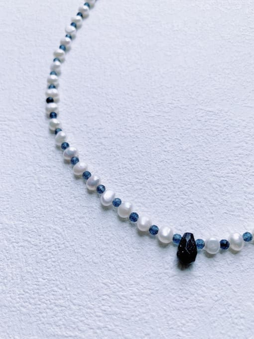 white N-STPE-0015 Natural Gemstone Crystal Beads Chain Handmade Beaded Necklace