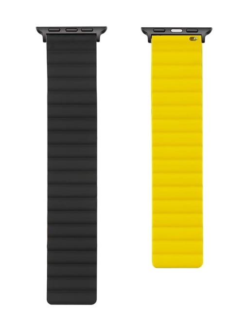 Black and yellow silicon Magnetic strap generation loop Wristwatch Band For Apple Watch Series 1-7
