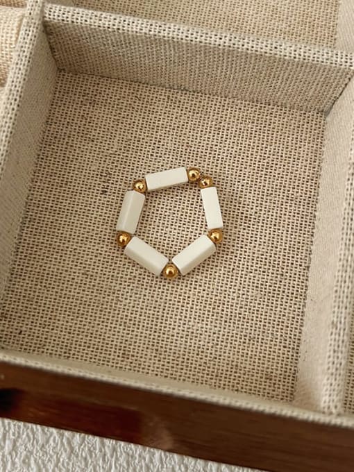 MY39266 Brass Synthetic Crystal Minimalist Bead Ring