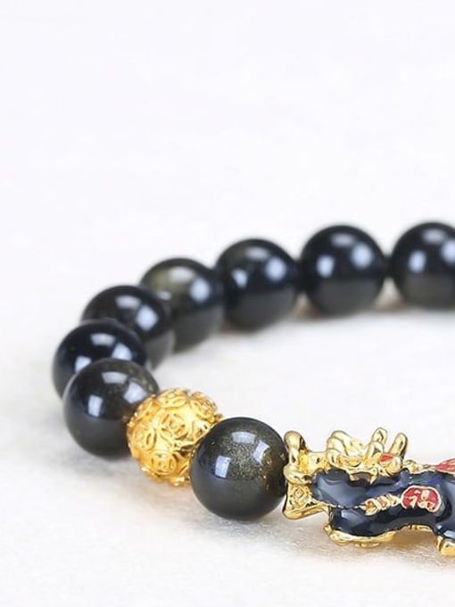 Obsidian discoloration Agate Alloy Minimalist Handmade Beaded Bracelet
