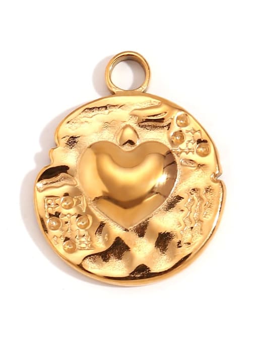 Irregular Cute Peach Heart Coin Pendant Stainless steel 18K Gold Plated Irregular Charm