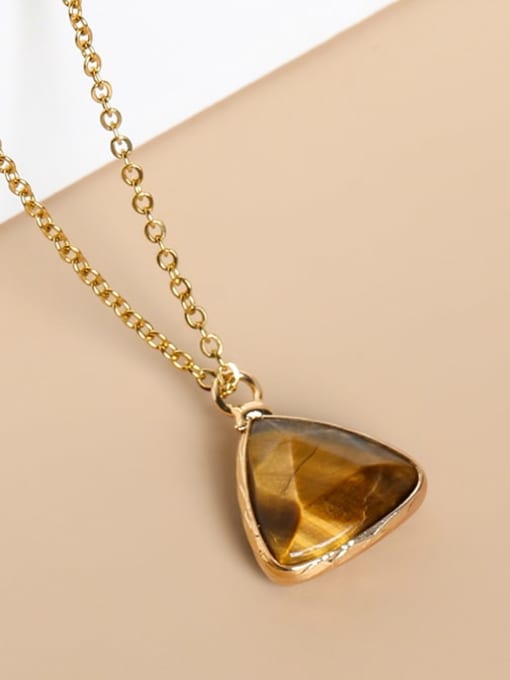 yellow Natural Stone Triangle Artisan Necklace