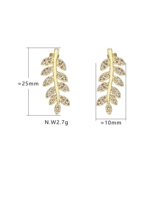 XYZ Brass Cubic Zirconia Leaf Dainty Drop Earring 2