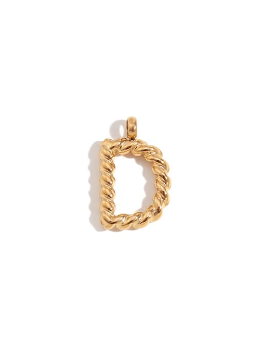 Twists Letter Pendant Gold  D Stainless steel 18K Gold Plated Letter Charm