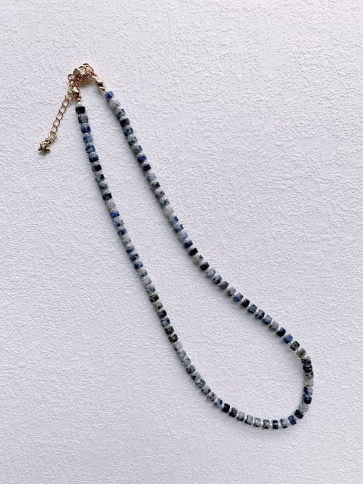 blue N-STPE-0005 Natural  Gemstone Crystal Beads Chain Handmade Beaded Necklace