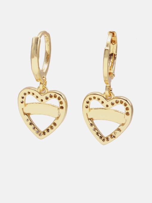 XYZ Brass Cubic Zirconia Heart Vintage Huggie Earring 1