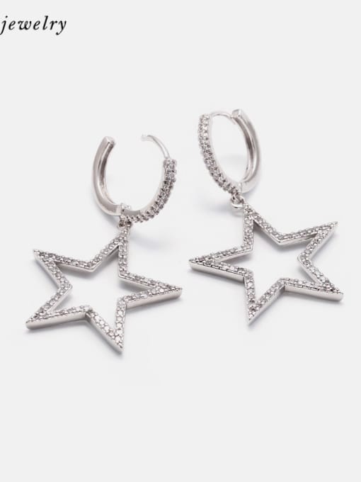 XYZ Brass Cubic Zirconia Star Minimalist Huggie Earring