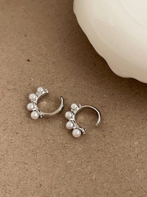 Steel Pearl Alloy Imitation Pearl Flower Trend Clip Earring
