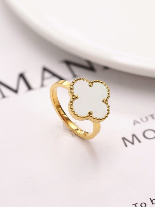 LM Stainless steel Clover Ring With 4 colors 3