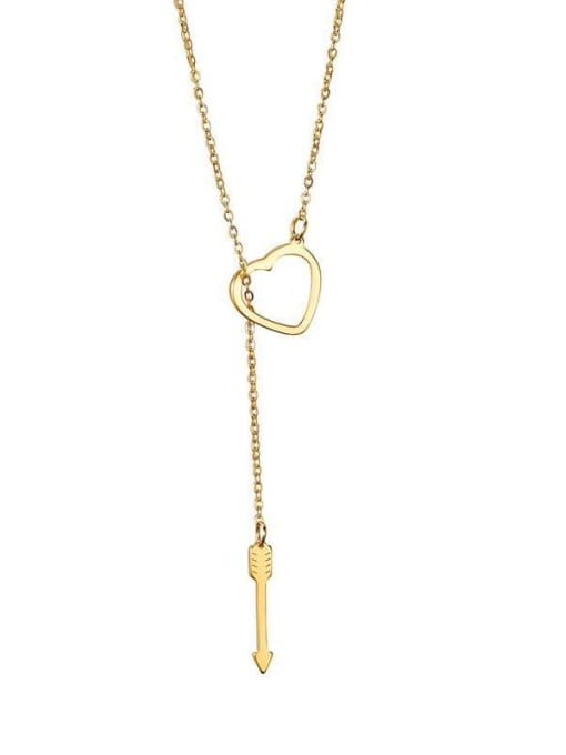 LM Stainless steel Heart Classic Lariat Necklace with two color