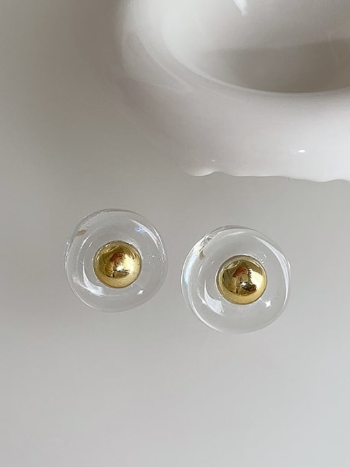 Round Gold Alloy Resin Geometric Trend Stud Earring