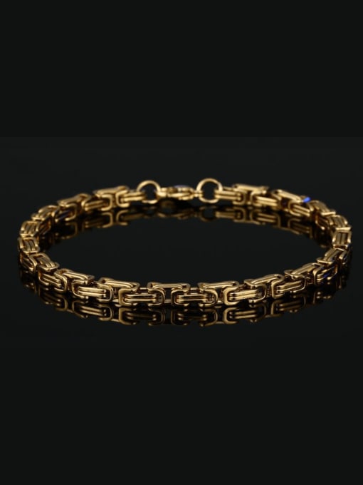 4MM,Gold Color, 17CM Length Titanium Steel Emperor cubin Bracelet